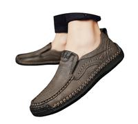 Men Loafers Authentic Beer Festival Men's Oxford Leather Shoes Oktoberfest Slip-Resistant Loafers for German Parties Weddings Casual Events & Pub Gatherings Khaki