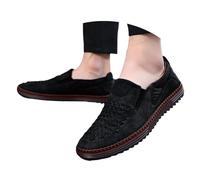 Men Loafers Oktoberfest Leather Brogues Slip-Resistant Footwear Casual Formal Shoes with Durable Sole for Beer Festival German Party Wedding Black