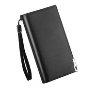 Men Long Wallet PU Leather Black Zipper Closure Multiple Card Slots | Military Wallet Style for Business Cards and Passport, Sleek Professional Design, Commuting, Daily Use, Gift-Ready Choice