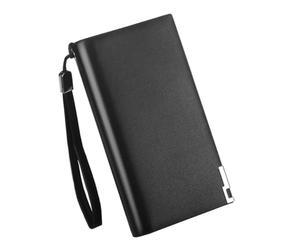 Men Long Wallet PU Leather Black Zipper Closure Multiple Card Slots | Military Wallet Style for Business Cards and Passport, Sleek Professional Design, Commuting, Daily Use, Gift-Ready Choice
