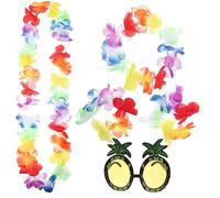 Men Luau Party Glasses Decorations Pineapple Glasses Sticker Lei Tropical Flower Bracelets Hawaii Sunglasses Hawaii Outfit Luau Party Supplies Hawaiian Party Costume Plastic