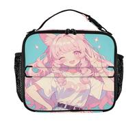 Men Lunch Bag Lightweight Lunch Box Keeps Food Warm Cooler Tote Bag for Work OfficeCute Cat Anime Girl