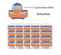 Men Manual Shaving Razor Blades 5 Layers Stainless Steel Replacement Heads For Gillettee Fusione 20pcs/Pack Shaving Cassettes