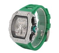 Men Mechanical Watch, 30M Waterproof Dial Hollow Automatic Mechanical Wrist Watch with Silicone Strap, Double Arched Barrel Shaped Case