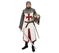 Men Medieval Crusader Costume Knights Templar Tunic Halloween Renaissance Midevil Suit