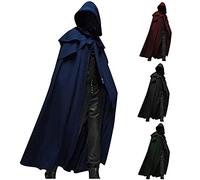 Men Medieval Robe Cape UK Clearance Victorian Renaissance Cloak Lace Up Poncho with Hood Templar Knight Capes Vintage Gothic Cloaks Stage Performance Jacket Halloween Fancy Dress Costume