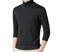 Men Merino Wool Tee Shirt Thin Turtleneck Sweater Pure Wool Jumpers High Collar Knit Sweaters Dark gray9 XXL