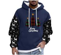 Men Merry Christmas Hoodie Sweatshirts Xmas Snowflakes Jumper Christmas Tree Sweater Fleece Lined Sweatshirt Drawstring Hoodies Soft Warm Tops Novelty Jumpers Party Celebration Event Sweaters