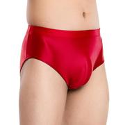 Men Mesh Briefs See Through Shiny Underwear Metallic Bulge Briefs Low Rise Stretch Underpants Sheer Transparent Briefs Red L