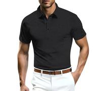 Men Mesh Ice Silk Short-Sleeved Polo Shirts - Golf Polo Shirts Cool Breathable Solid Polo Shirt Simple Business Formal Polo Shirts Work Polo Shirts Casual Lapel Polo Shirt for Any Occasion Black