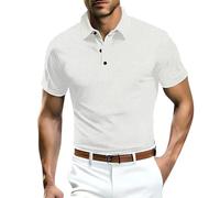 Men Mesh Ice Silk Short-Sleeved Polo Shirts - Golf Polo Shirts Cool Breathable Solid Polo Shirt Simple Business Formal Polo Shirts Work Polo Shirts Casual Lapel Polo Shirt for Any Occasion White