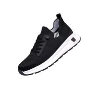 Men Mesh Slip On Shoes Breathable Lightweight Walking Shoes Unisex Flat Wedge Trainers Gym Athletic Fitness Sneakers Non-Slip Comfortable Hiking Trekking Trainers Low-Top Chunky Increase Shoe Black