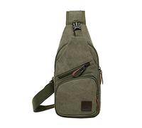 Men Messenger Bag Fashion Outdoor Canvas Chest Bag Multi Functional Pocket Travel Backpack Womens Messenger Bag (Green, One Size)