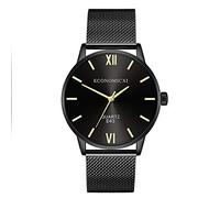 Men Metal Watch Steel Mesh Belt Wrap Bracelet Quartz Wrist Watch Yellow Roman Numerals Business Dress Watch E43 (Color : Blue)