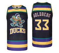 Men Mighty Ducks Jersey #33 Goldberg #66 Bombay #96 Conway #99 Banks Jersey,Basketball Jersey for Men S-XXXL, #33-black, S