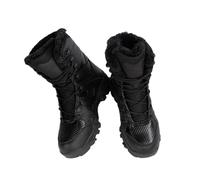 Men Military Tactical Boot, Mens Winter Warm Fur Lined Lace up High Top Combat Boots, Leather Waterproof Desert Combat Boots, for Camping, Hiking, Jungle Combat(Black,9.5 UK)