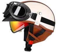 Men Motorcycle Half Helmet, Approved DOT Jet motorcycle helmet, Baseball Cap Helmets Skull Cap Helmets Unisex Motocross Helmet Cruiser helmets with Goggles Scooter Helmets 15,L=57-58cm