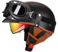 Men Motorcycle Half Helmet, Approved DOT Jet motorcycle helmet, Baseball Cap Helmets Skull Cap Helmets Unisex Motocross Helmet Cruiser helmets with Goggles Scooter Helmets 9,M=55-56cm