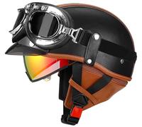 Men Motorcycle Half Helmet, Approved DOT Jet motorcycle helmet, Baseball Cap Helmets Skull Cap Helmets Unisex Motocross Helmet Cruiser helmets with Goggles Scooter Helmets 12,M=55-56cm