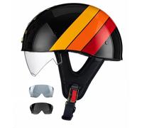 Men Motorcycle Half Helmet, motorcycle Jet helmets DOT Approved Open Face Helmets German Style Half Helmet, Baseball Cap Helmets, Skull Cap Retro Helmets Unisex Moped Helmet 2,XXL=62-63cm