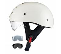 Men Motorcycle Half Helmet, motorcycle Jet helmets DOT Approved Open Face Helmets German Style Half Helmet, Baseball Cap Helmets, Skull Cap Retro Helmets Unisex Moped Helmet 7,XL=61-62cm