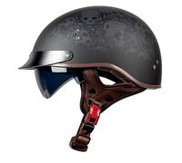 Men Motorcycle Half Helmet, Open Face Retro Helmets, DOT/ECE Approved hat style motorcycle helmet, with Sunglasses Lightweight Moped Helmets Retro Scooter Helmets Cruiser helmet 11,XL(59-60cm)