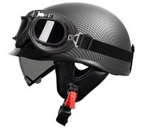 Men Motorcycle Helmets, Jet motorcycle helmet Cruiser helmet Approved DOT Scooter Helmets Baseball Cap Helmet with Goggles Motorcycle Open Face Helmets Unisex Skull Cap Helmets 1,XXL=61-62cm