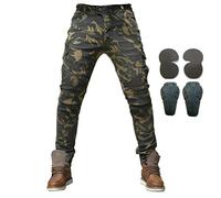 Men Motorcycle Riding Protective Pants Denim Jeans with Armor 4 X Knee Hip Pads (Camouflage, S=28)