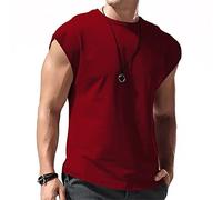 Men Muscle Men T-Shirts Casual Summer Round Neck Fitness Men Sport Shirt Men Casual T-Shirt Gym T-Shirt Sleeveless Men Tank Top D-Wine Red 3XL