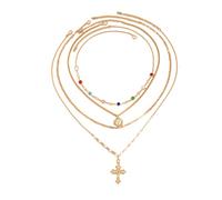 men necklace chain friendship 4Pcs/Set Sun Cross Pendant Necklace for Women Bohemian Colorful Crystal Imitation Pearl Choker Jewelry on the Neck gift