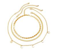 men necklace chain friendship Boho Multilayer Flat Snake Sequin Chain Necklace Women Vintage Gold Color Metal Round Pendant Necklaces Girls Fashion Jewelry gift