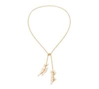 men necklace chain friendship Boho White Bead Tassel Pendant Necklace Women 2024 Simple Gold Metallic Sweet Long Sweater Fashion Girl Birthday Jewelry gift