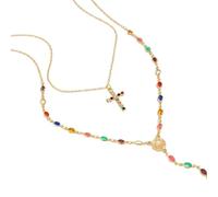 men necklace chain friendship Fashion Colorful Crystal Cross Long Pendant Necklace for Women Retro Rhinestone Adjustable Choker Lady Neck Jewelry Gift gift