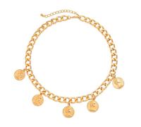 men necklace chain friendship Hip hop circular portrait carving pendant bracelet necklace set 2025 women's simple gold color metal men's fashion jewelry gift