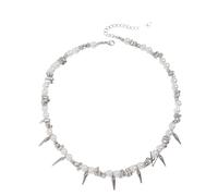 men necklace chain friendship Punk Imitation Pearl Rivet Choker Necklace for Men Trendy Irregular Silver Color CCB Beaded Neck Chain Male Jewelry Gift gift