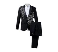 Men Nightclub Stage Performance Costume Blazer Embroidered with Rhinestones Tuxedo Wedding Dinner Suits Slim Fit Show Costume Fancy Dress Jacket & Pants, Shiny Jacket and Pants for Formal Events