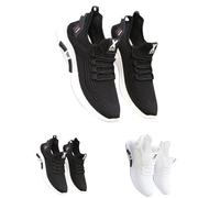 Men Non-Slip Wide Width Sneakers Road Running Shoes Gym Slip on Workout Athletic Wide Toe Box Shoes Breathable Mesh Jogging Sports Sneakers White