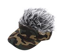 Men Novelty for Sun Visor with Spiked Fake Hair Camouflage Print Adjustable for Wig Baseball Hat Hip Hop