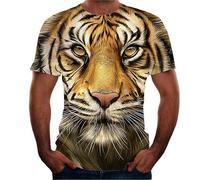 Men Novelty T Shirts,3D Printed T Shirt, Fashion Casual Personality Summer Round Neck Lion Print Teen Funny Novelty T Shirts Digital Print Men T Shirts Short Sleeve