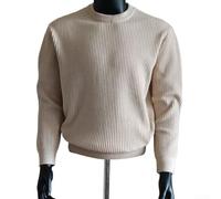 Men O-Neck Solid Sweater Knitted Loose Long Sleeve Casual Base Pullover | polyester fabric, soft touch, lightweight wear, easy care wash, durable construction