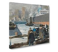 Men Of The Docks by George Bellows Canvas Wall Art Print 14x14 Inch | Ready to Hang, Gallery Wrapped, Fade-Resistant Inks, Securely Packaged, UK Made