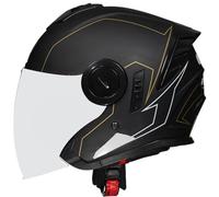 Men Open Face Motorcycle Helmets Motocross Helmets DOT Approved, Moped Helmet with Dual Visor Skull Cap Helmets for Unisex, Baseball Cap Helmets, for Cruiser Scooter Chopper 14,XL=61-62cm