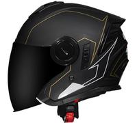Men Open Face Motorcycle Helmets Motocross Helmets DOT Approved, Moped Helmet with Dual Visor Skull Cap Helmets for Unisex, Baseball Cap Helmets, for Cruiser Scooter Chopper 13,M=56-58cm