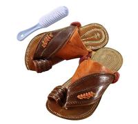Men Orthopedic Closed Toe Sandals Shoes, Men's Comfortable Summer Breathable Bunion Corrector Beach Sandals, Open Toe Utdoor Beach Holiday Flip Flops, Birthday Gifts for Dad(Color:Brown,Size:7.5 UK)