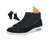 Men Orthopedic Diabetic Shoes, Men's Adjustable Winter Warm Fleece Plush Wide Diabetic Edema Shoes, Breathable Cozy Arthritis Edema House, for Swollen Feet, Arthritis, Neuropathy(Black,10.5 UK)