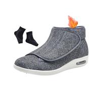 Men Orthopedic Diabetic Shoes, Men's Adjustable Winter Warm Fleece Plush Wide Diabetic Edema Shoes, Breathable Cozy Arthritis Edema House, for Swollen Feet, Arthritis, Neuropathy(Grey,11 UK)