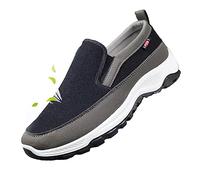 Men Orthopedic Shoes Sport Shoes for Men, Breathable Orthopedic Travel Plimsolls, Arch Support Slip-On Canvas Loafers, Casual Boat Shoes, for Extra Cushioning and Foot Relief Black