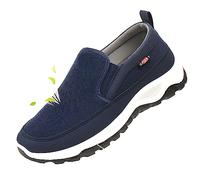 Men Orthopedic Shoes Sport Shoes for Men, Breathable Orthopedic Travel Plimsolls, Arch Support Slip-On Canvas Loafers, Casual Boat Shoes, for Extra Cushioning and Foot Relief Blue