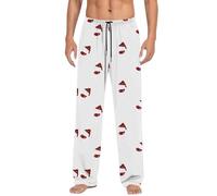 Men Pajamas Set Winter - Christmas Printed Sleepwear Trend Loose And Comfortable Sports Home Winter Foreign Trade Casual Pants (White, M)