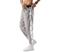 Men Pants With Side Buttons Placket Pants Stripe Sweatpants Jogger Sportswear Personality Side Buckle Split Casual Loose Basketball Training Trousers Sports Pants Elastic Rehab Pants,B,M